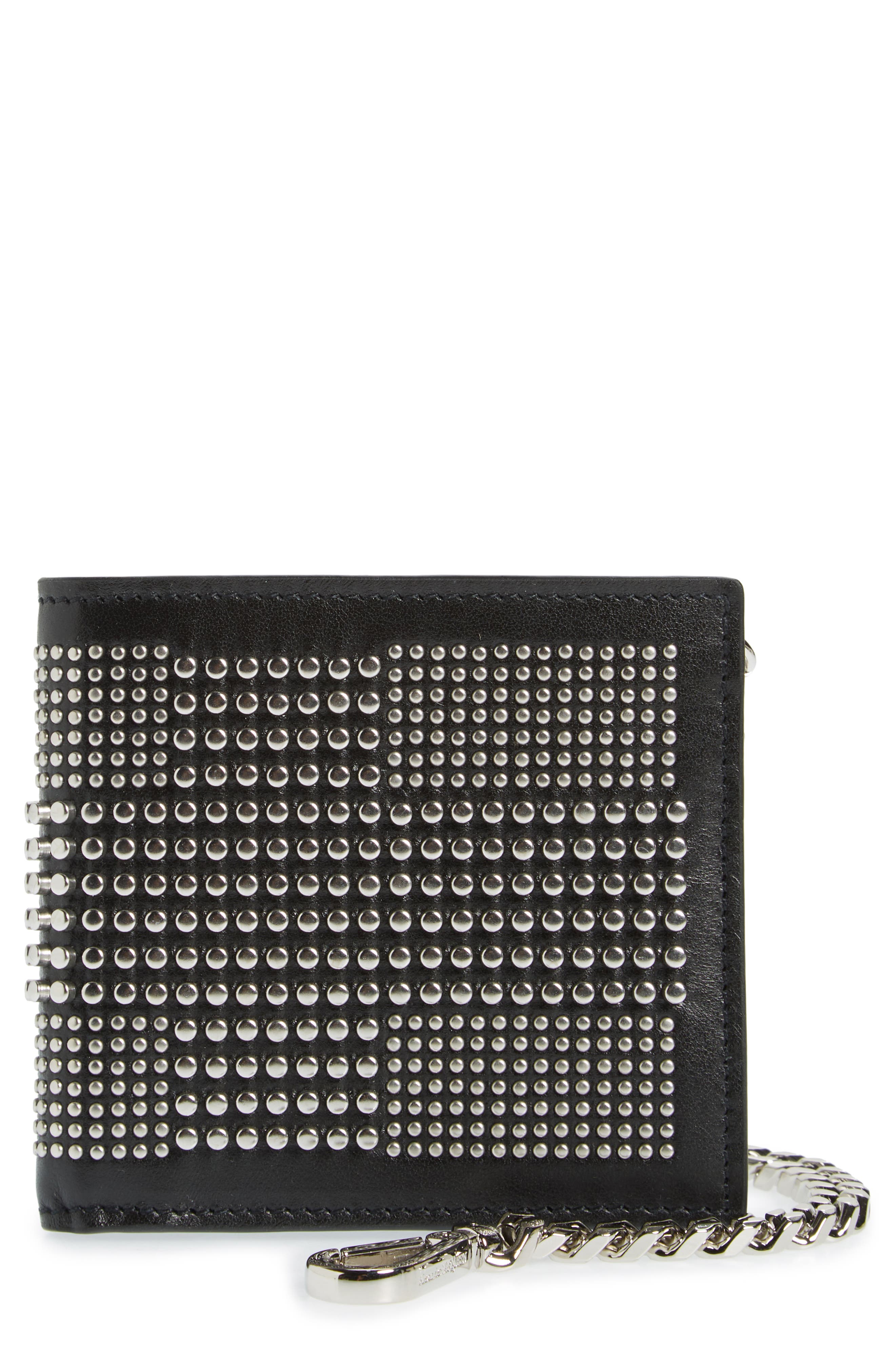 Men's RFID Blocking Bifold Chain Wallet - Genuine Leather, 18" Chain, 12 Card Slots