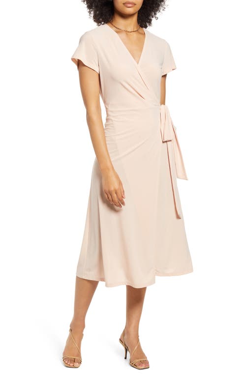 halogen(r) Crossover Short Sleeve Wrap Dress in Pink Hero
