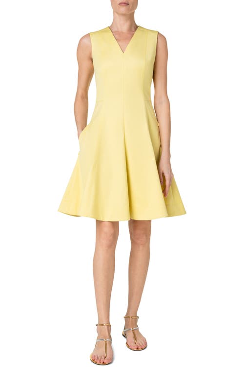 Akris punto Sleeveless Stretch Cotton Fit & Flare Dress in Canary at Nordstrom, Size 4