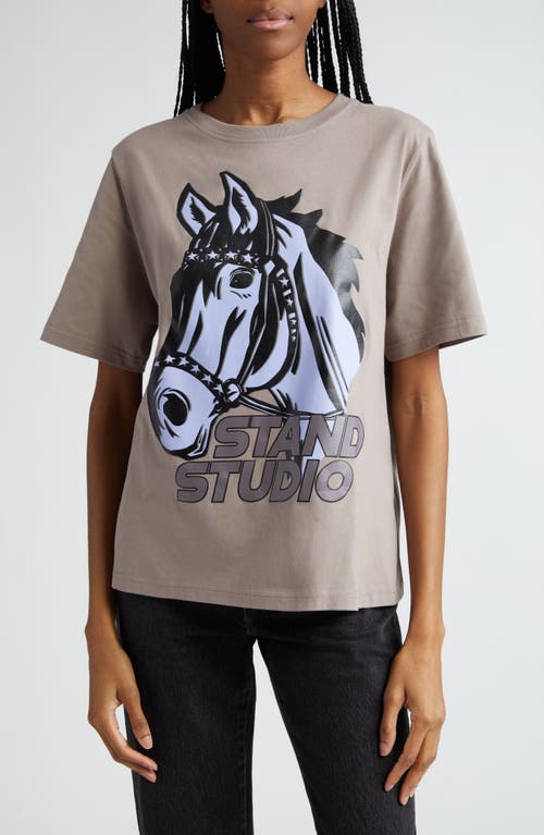 Hallie Organic Cotton Oversize Graphic T-Shirt in Mouse Grey/Stallion
