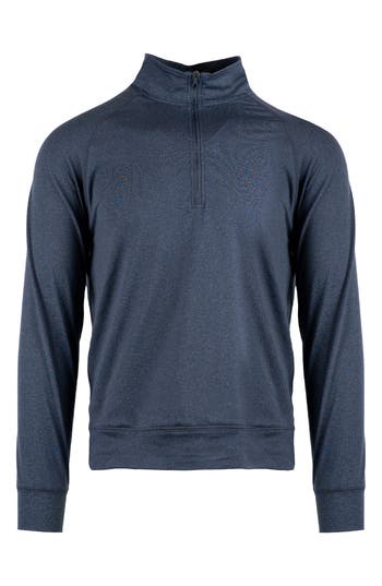 Burnside Jersey Quarter Zip Sweatshirt In Ink Blue