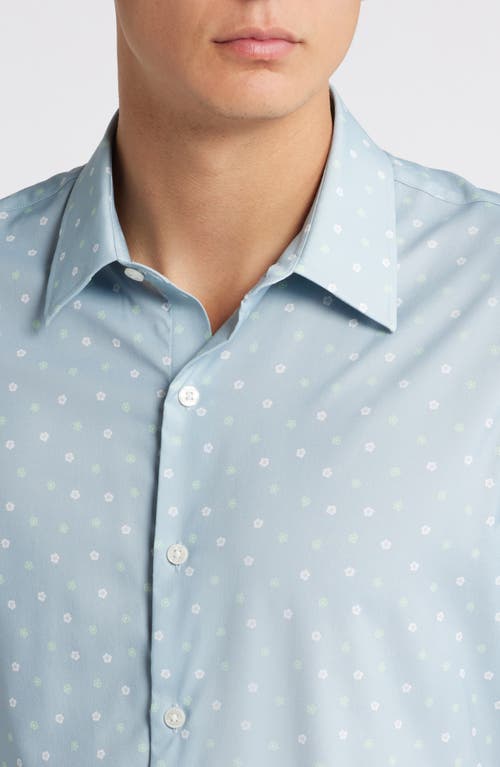 BONOBOS BONOBOS SLIM FIT DOT PRINT SHORT SLEEVE STRETCH BUTTON-UP SHIRT 