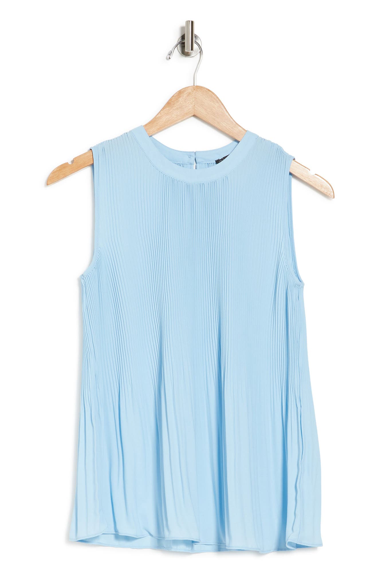 Adrianna Papell Pleated Sleeveless Tank Top In Clearwater