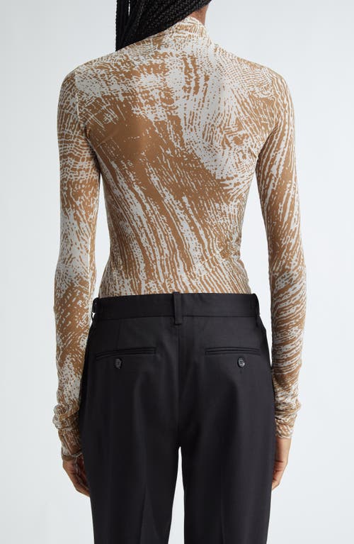 Shop Proenza Schouler Rio Mock Neck Long Sleeve Tulle Top In Wood