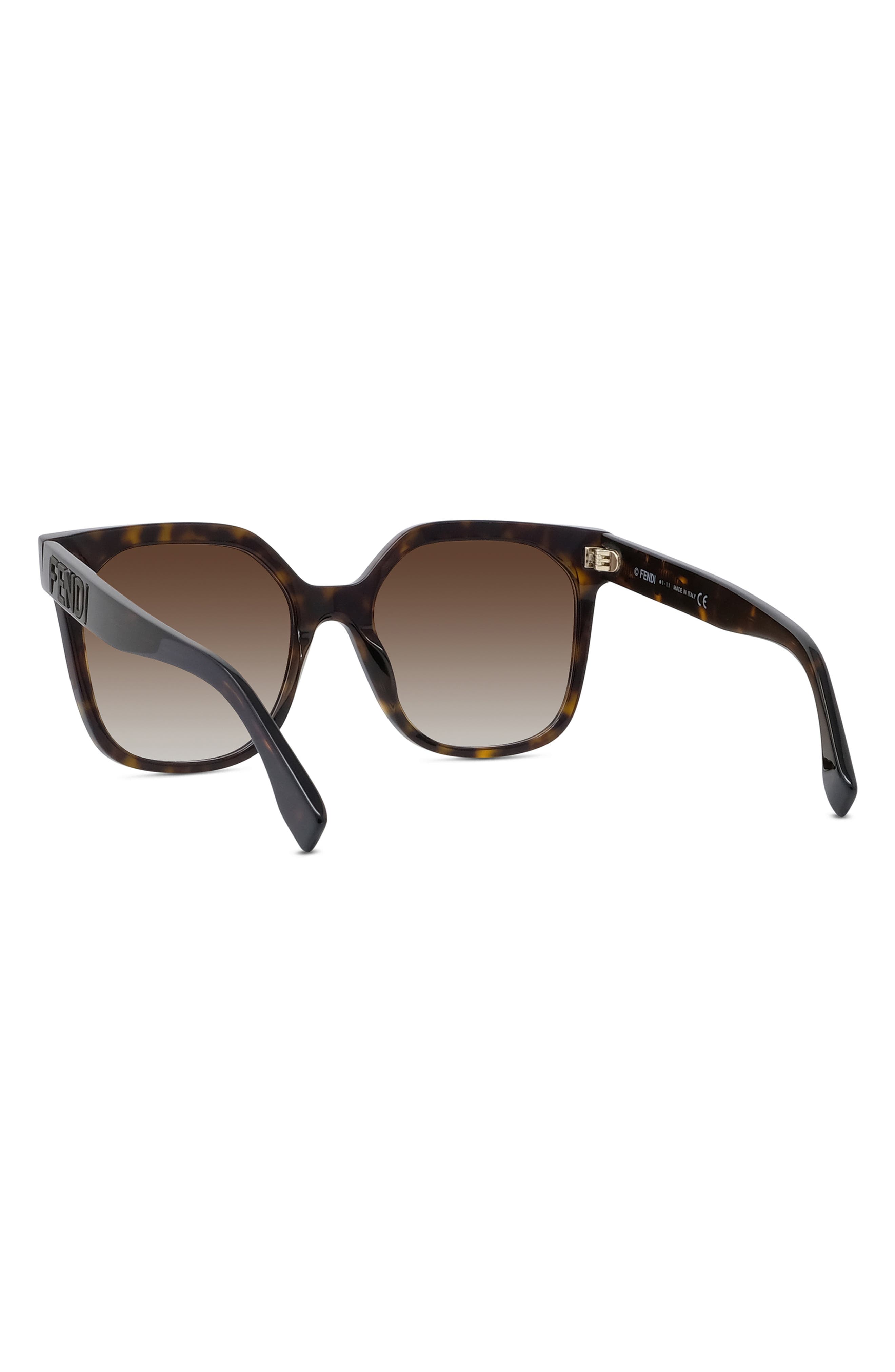 Fendi Lettering Square Sunglasses, 55mm - Black/Brown Gradient