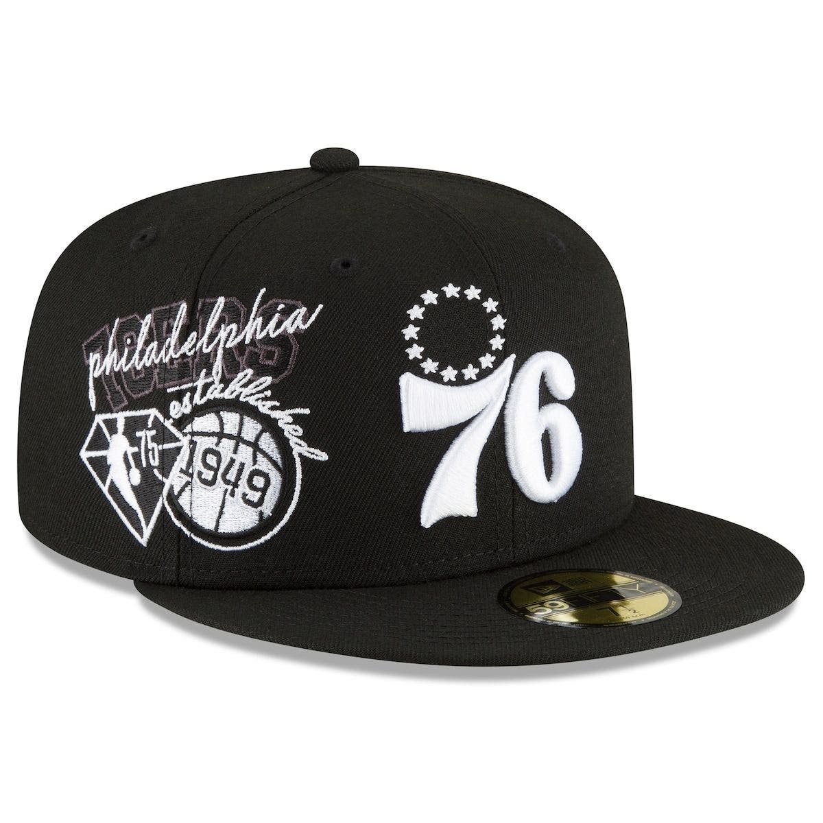 76ers black fitted hat