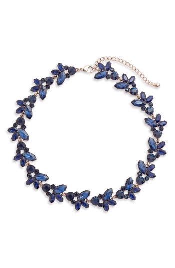 Knotty Crystal Statement Collar Necklace In Blue