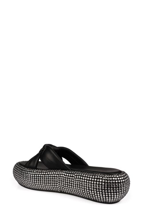 Zigi Sabella Rhinestone Platform Slide Sandal In Blk Leathe