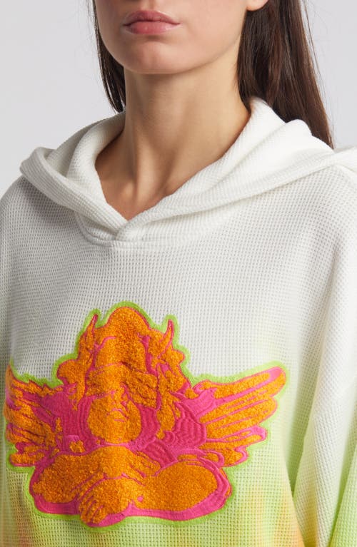 Shop Boys Lie Sour Patch Racer Ombré Thermal Knit Hoodie In Ivory Multi