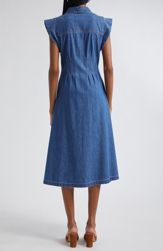 Shop Veronica Beard Ruben Denim Midi Shirtdress In Cornflower