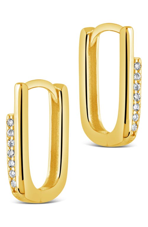 Sterling Forever Nadine Cubic Zirconia Rectangle Hoop Earrings In Gold