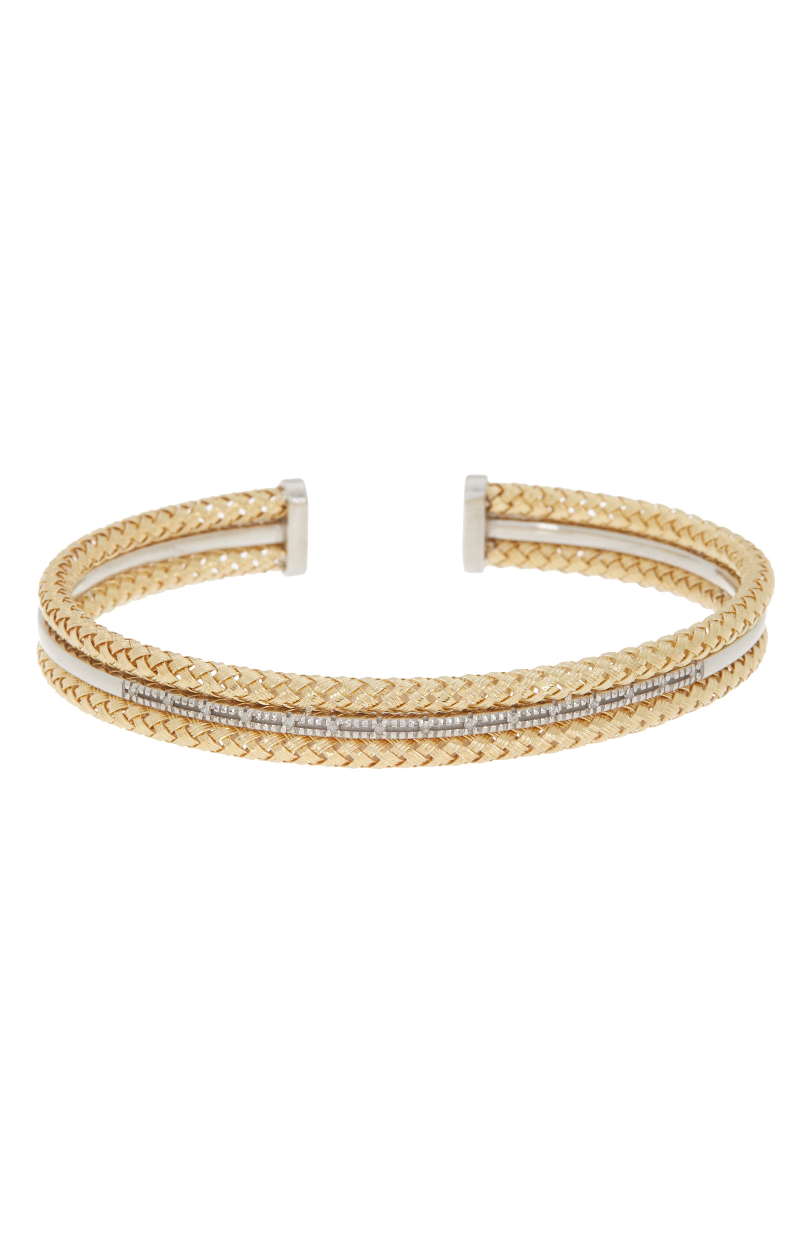 MESHMERISE 18K Gold Plated TwoTone Diamond Bangle Bracelet 0.10 ctw