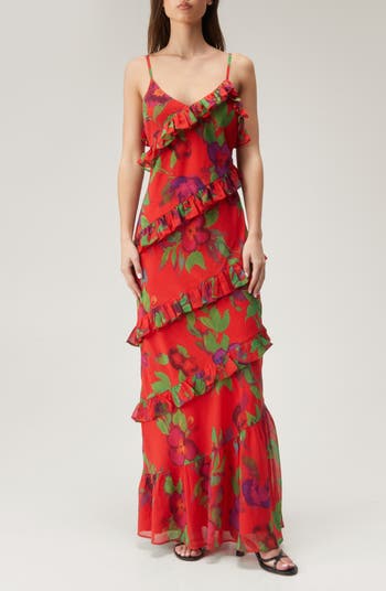 Afrm tiered ruffle maxi dress best sale