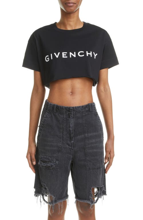 Givenchy Logo Crop Graphic Tee in 001-Black at Nordstrom, Size Large