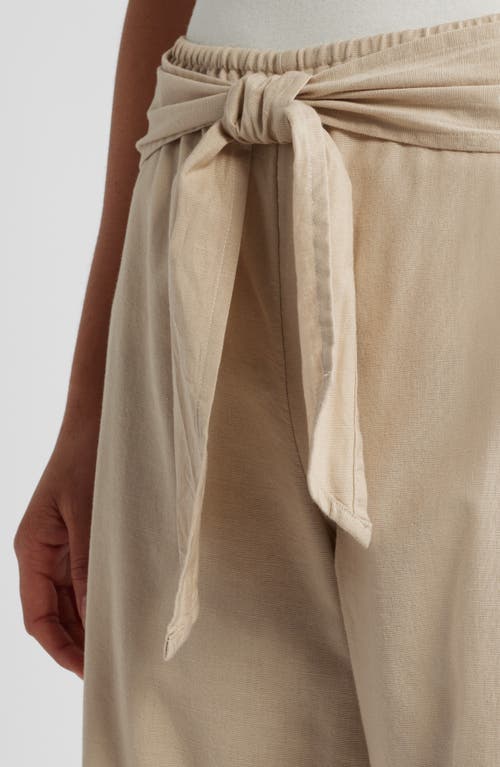 BEACHLUNCHLOUNGE BEACHLUNCHLOUNGE FLORENCIA TIE WAIST WIDE LEG COTTON & LINEN PANTS
