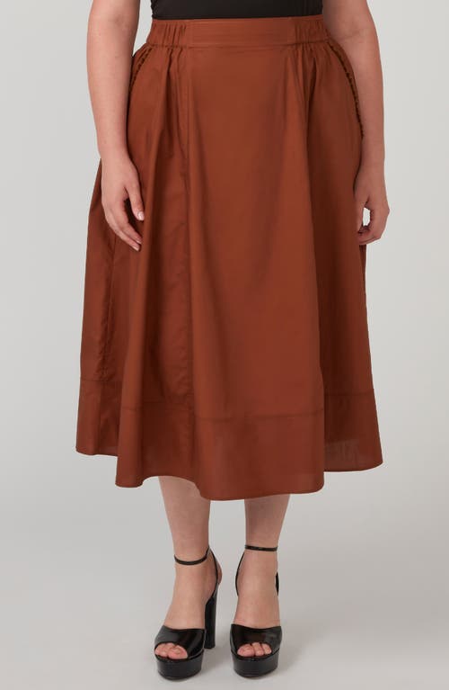 Estelle Mahana Cotton Midi Skirt In Brown