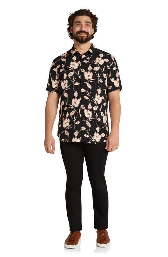 Shop Johnny Bigg Brixton Floral Short Sleeve Button-up Shirt In Black