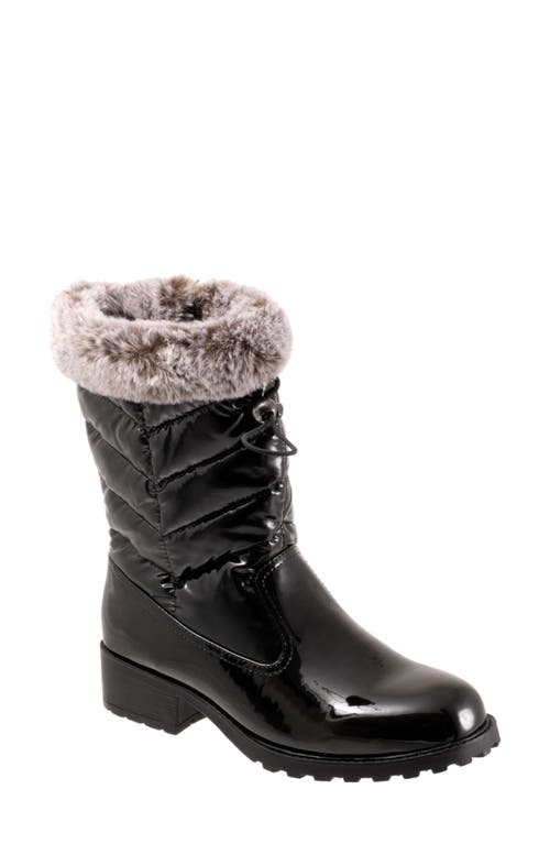 Trotters Bryce Faux Fur Trim Winter Boot Black Patent/Suede at Nordstrom,