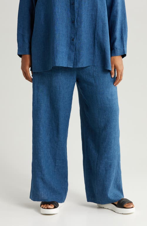 Eileen Fisher Organic Linen Ankle Wide Leg Pants Atlantis at Nordstrom,