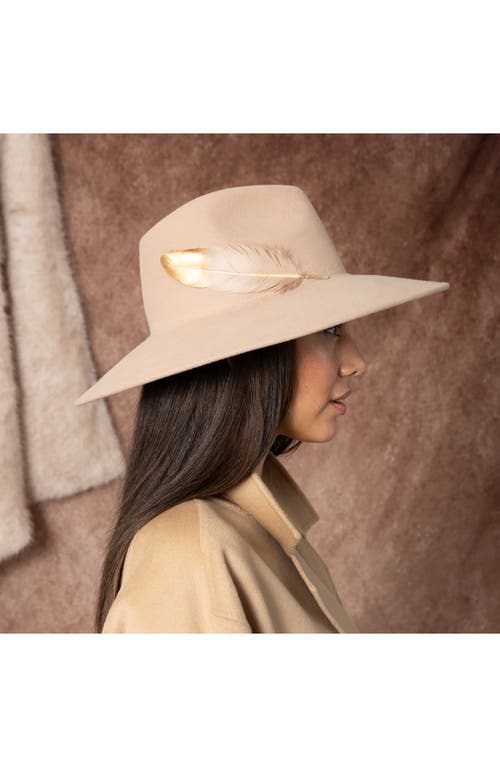 Eugenia Kim Emmanuelle Feather Trim Wool Fedora In Sand