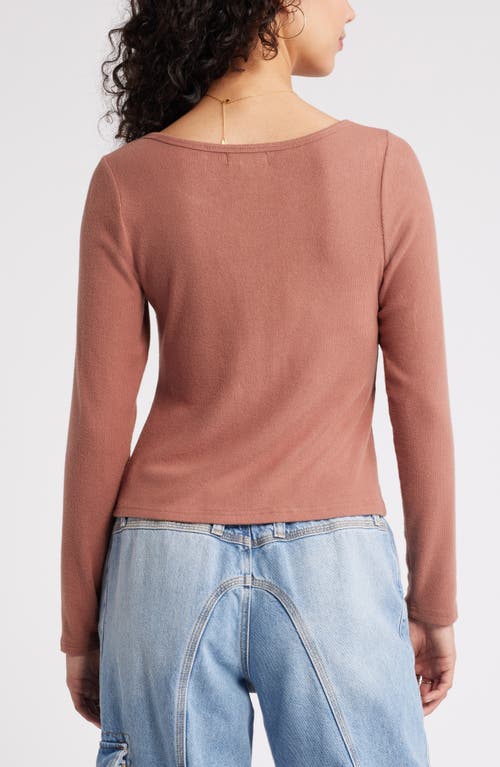 Shop Bp. Long Sleeve Rib Henley In Brown Topaz