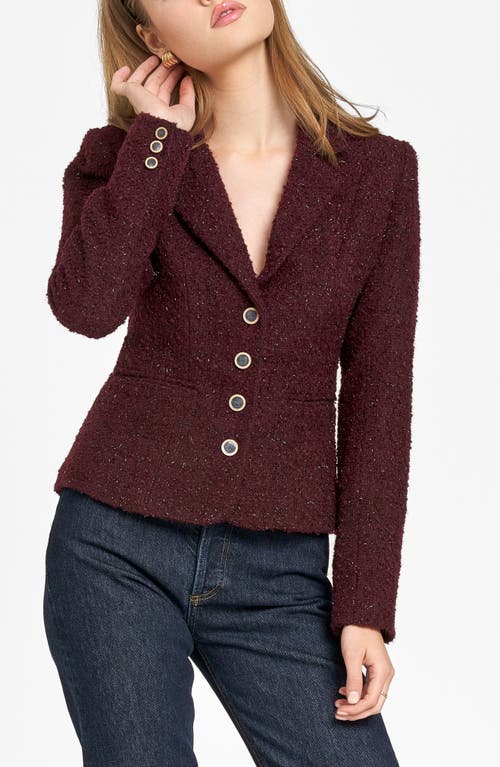 Wayf Callie Metalllic Tweed Jacket In Aubergine