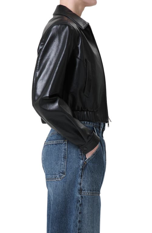 Agolde Essie Recycled Leather Crop Jacket In Black