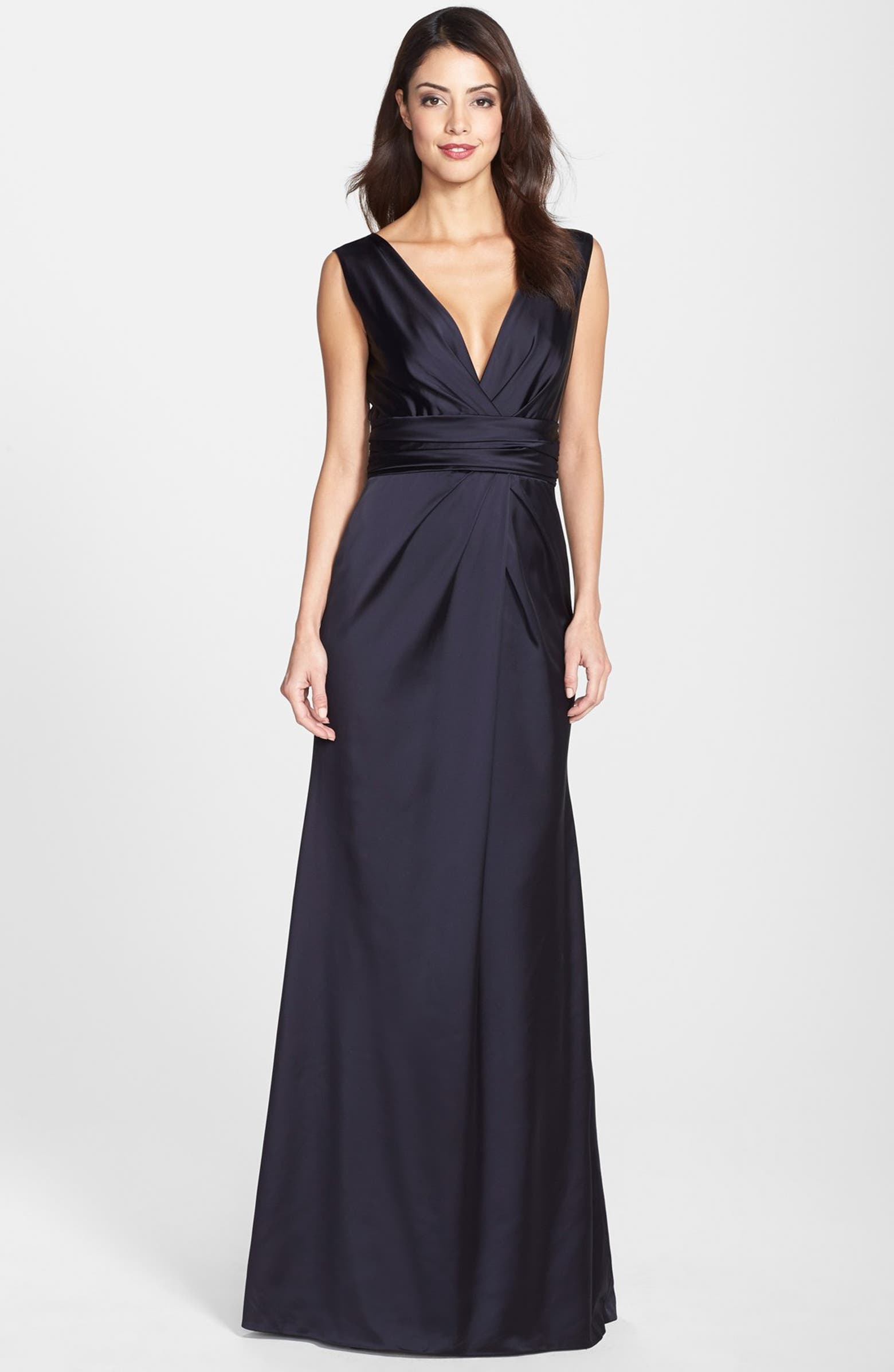Vera Wang Gathered Satin Gown | Nordstrom