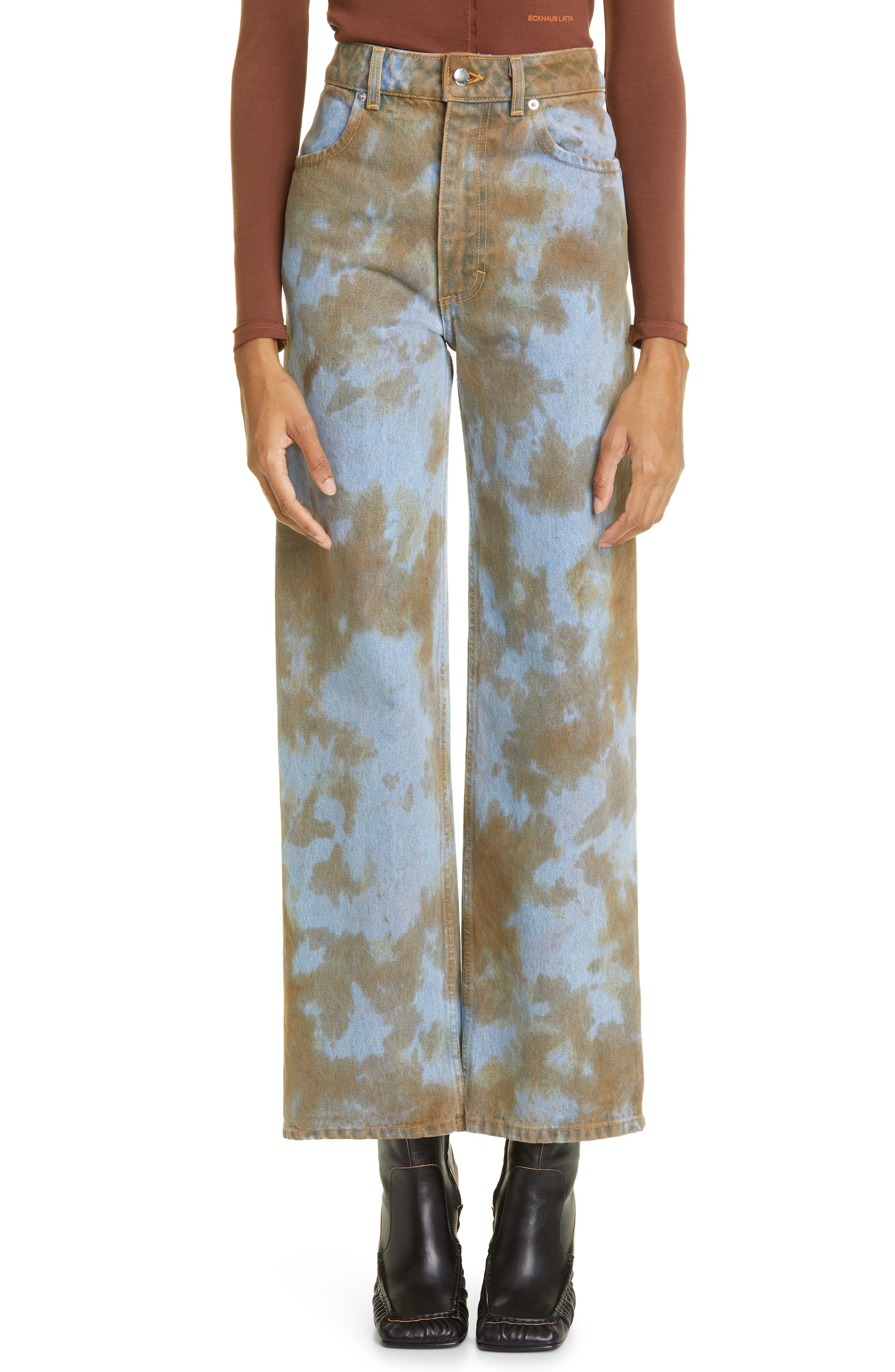 Eckhaus Latta Tie Dye Wide Leg Jeans 