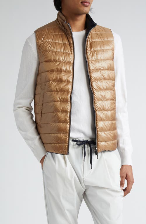 Herno Ultralight Reversible Water Resistant Nylon Down Puffer Vest 2192 Camel To Navy at Nordstrom, Us