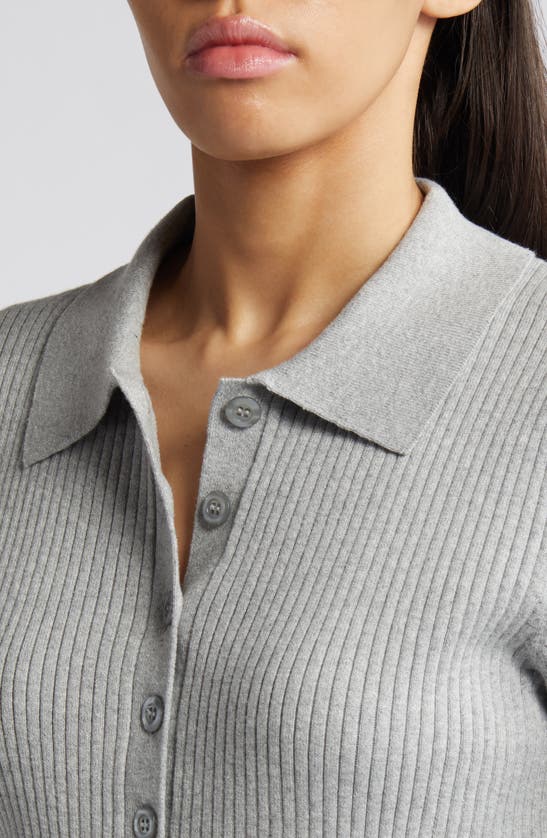 Shop Treasure & Bond Short Sleeve Rib Polo Sweater In Grey Heather