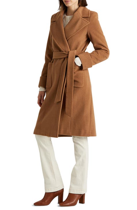 Brown Double Breasted Wool Coat Women's