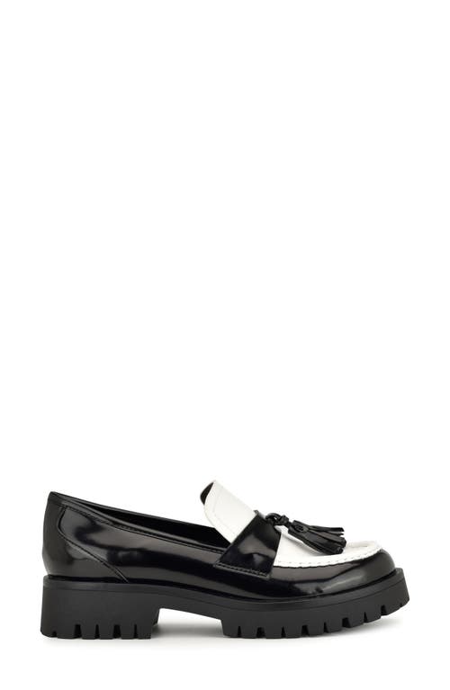 Nine West Garry Platform Tassel Loafer In Black/white