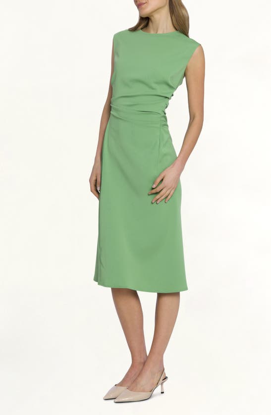 Shop Luxely Dhalia Cap Sleeve Midi Dress In Piquant Green
