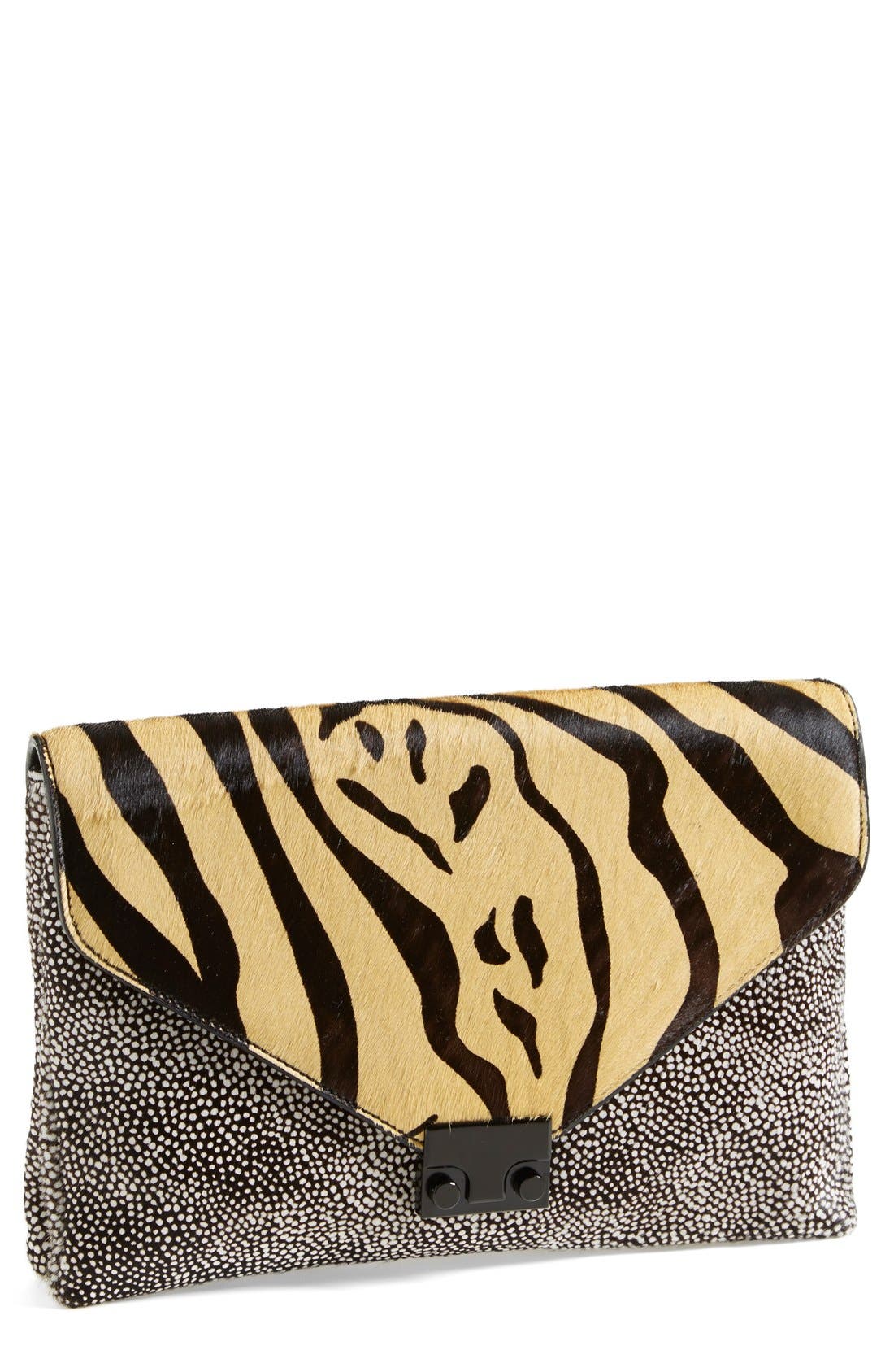 Loeffler Randall 'Lock' Calf Hair Clutch Nordstrom