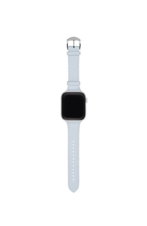 Shop Hyer Goods Upcycled Leather Apple Watch Band In Pale Blue/silver