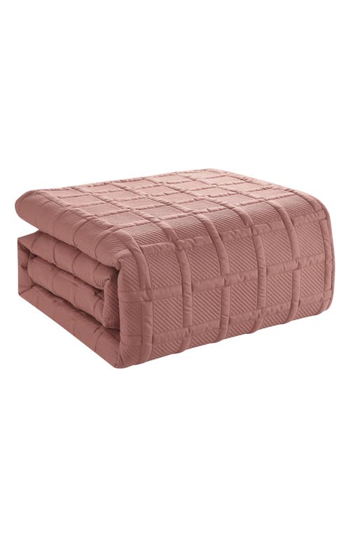 Vcny Home Square Solid 3-piece Quilt Set In Rose