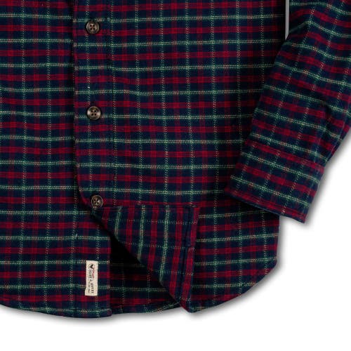 Shop Hope & Henry Boys' Organic Flannel Shirt With Elbow Patches, Kids In Navy Holiday Check