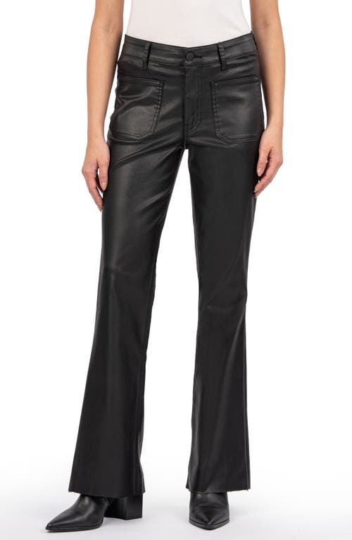 Kut From The Kloth Stella Fab Ab Raw Hem Coated Flare Jeans In Black