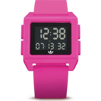 Adidas Archive Digital Silicone Strap Watch, 40Mm