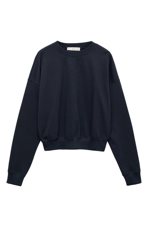 Shop Mango Cotton Crewneck Sweatshirt In Night Blue