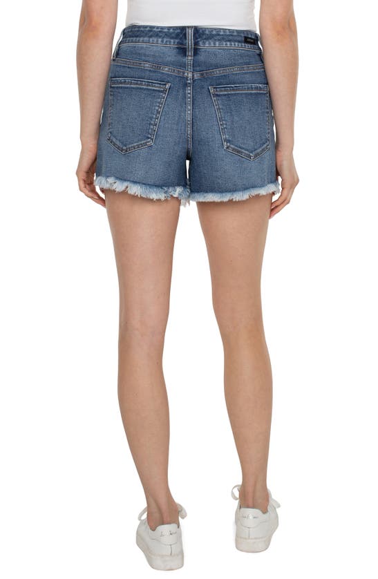 Shop Liverpool Los Angeles Christine Exposed Button Fly High Waist Cutoff Denim Shorts In Claymont