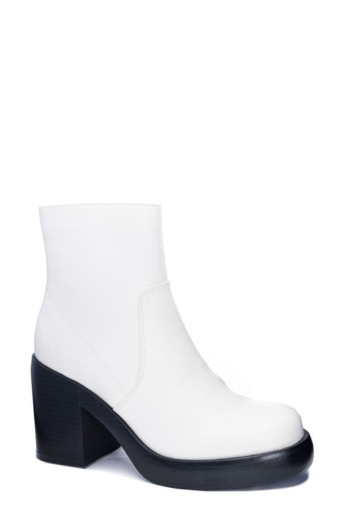 Groovy Platform Boot in White Faux Leather