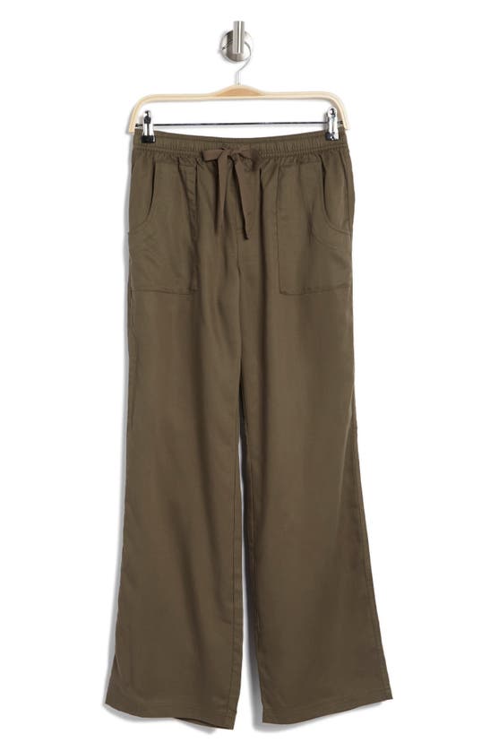 Shop Industry Republic Clothing Drawstring Waist Wide Leg Pants In Olive