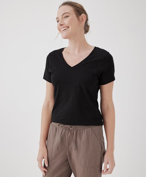 Pact Organic Cotton Softspun V-neck Tee In Black