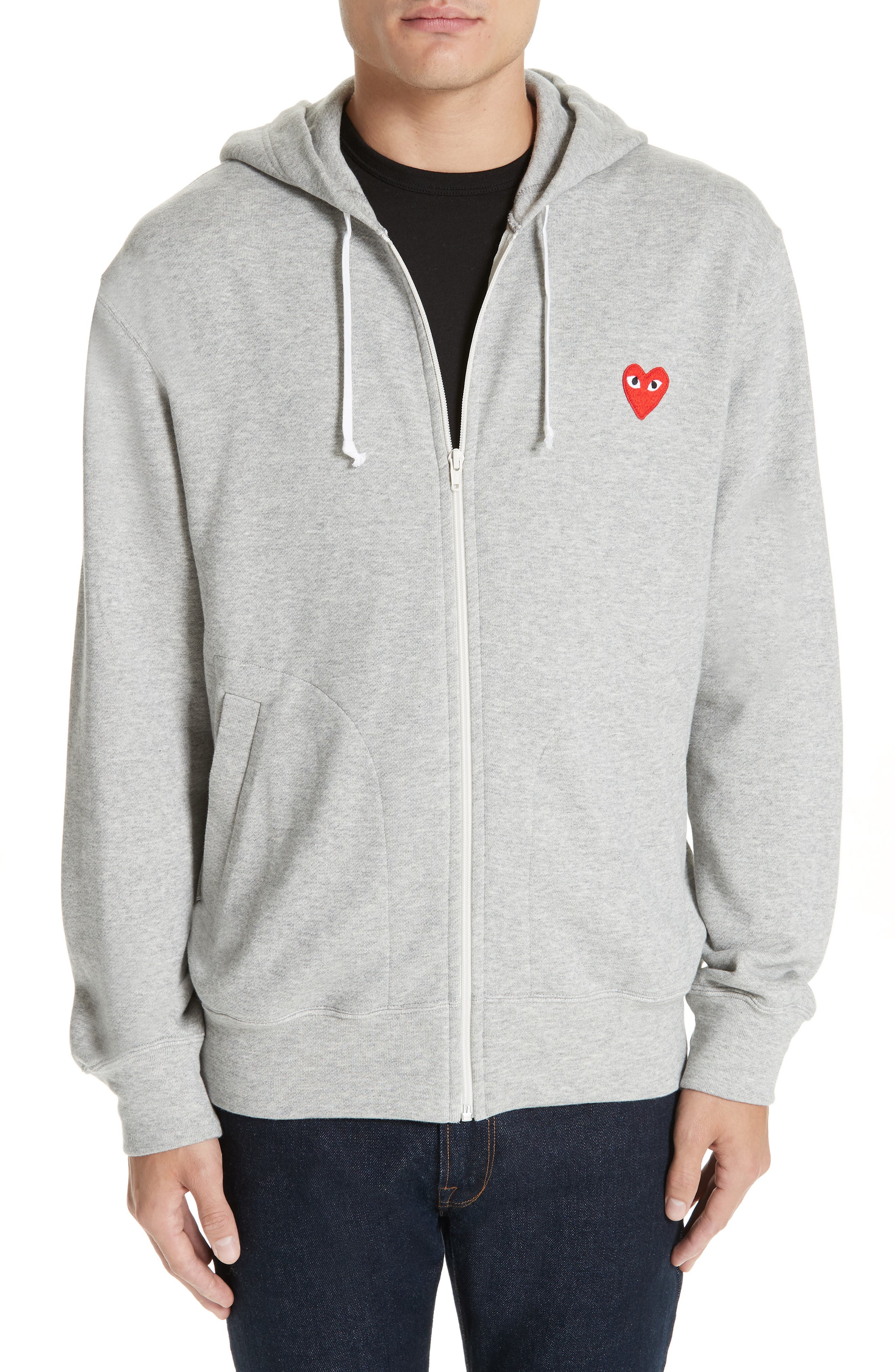 comme des garcons play grey hoodie