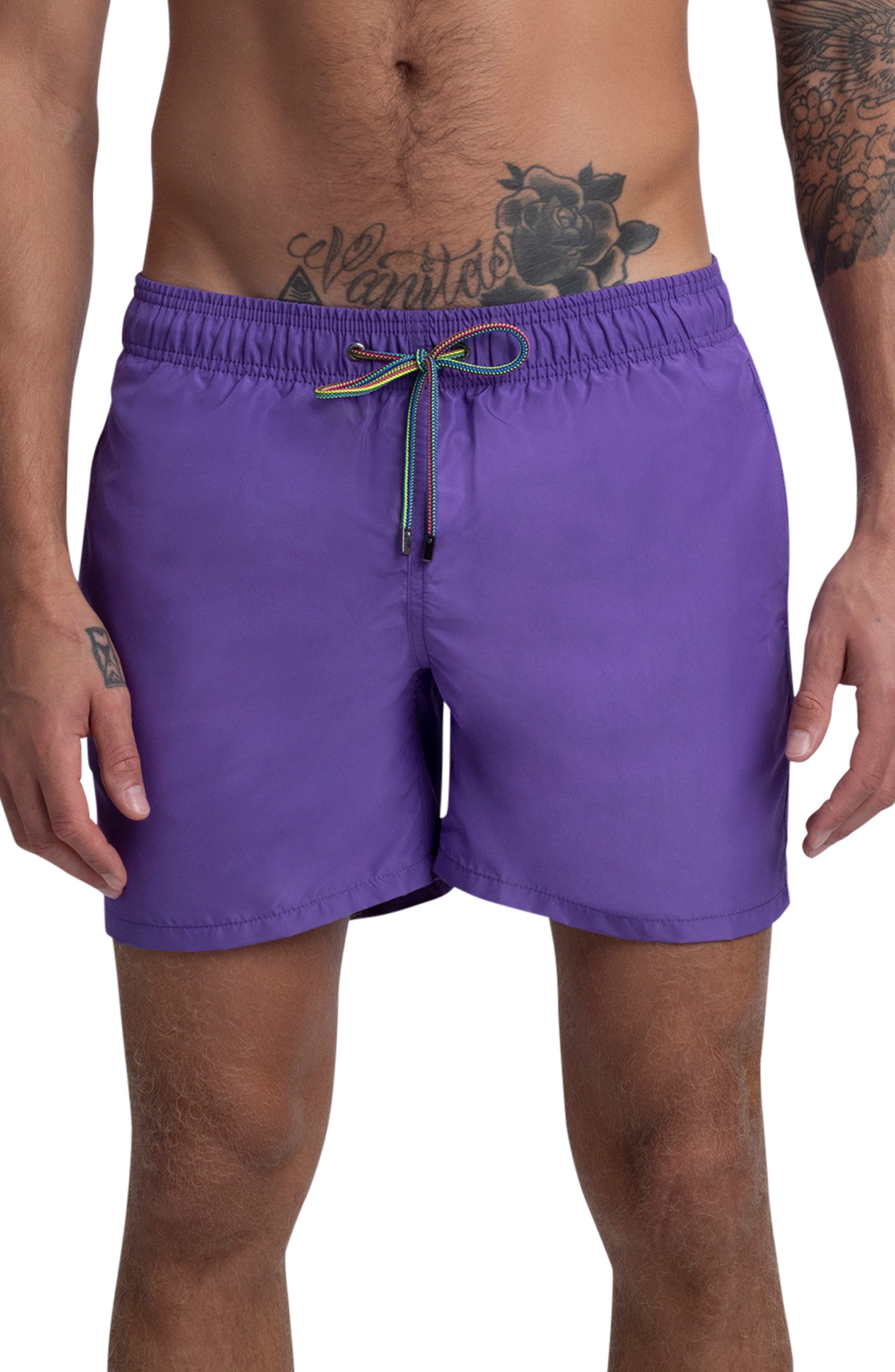 mens purple swimsuit