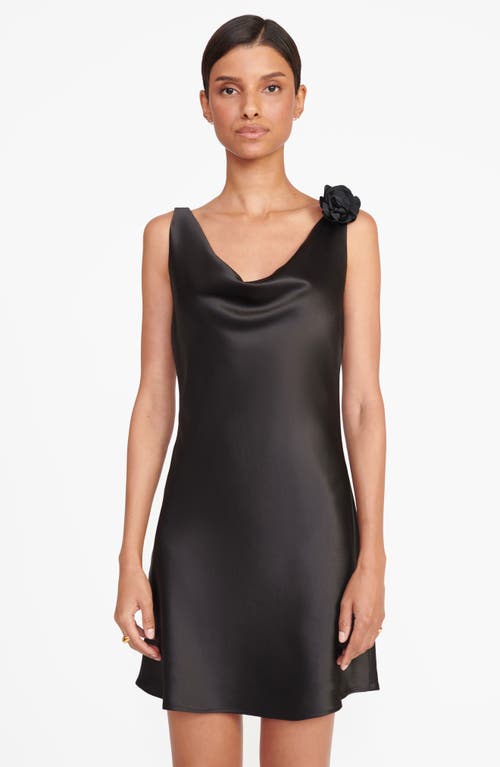 Staud Delilah Rosette Satin Minidress In Black