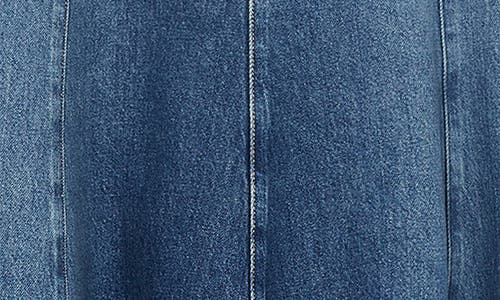 Mango Paneled Flared Denim Skirt In Dark Blue