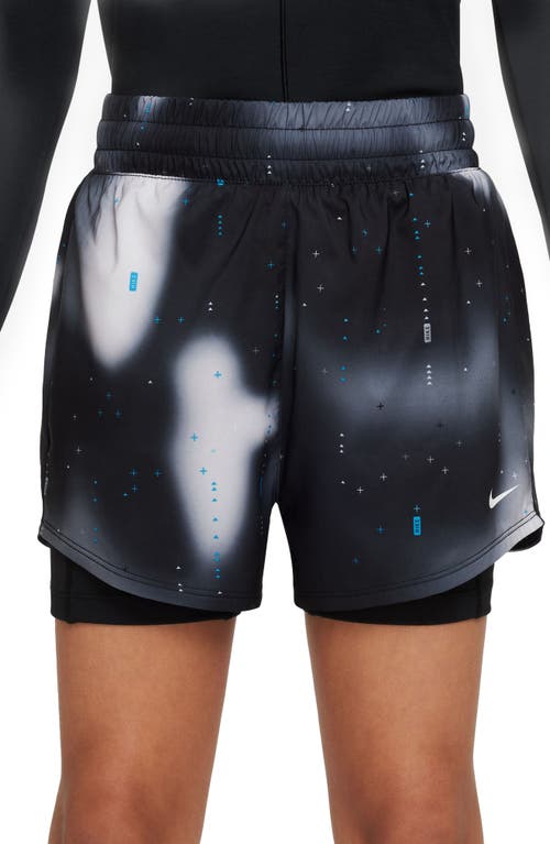 Nike Kids' DRI-Fit 2-in-1 Tie Dye Training Shorts in Black/Baltic Blue